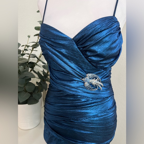 Metallic Blue Bodycon Mini Dress - S - Picture 9 of 13